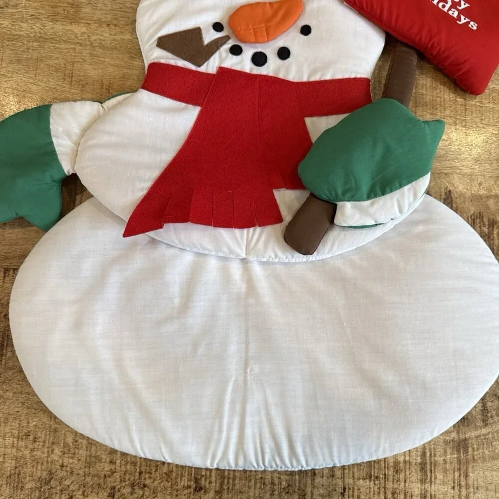 Vintage Cloth Wall Door Hanging Snowman Christmas Happy Holidays Lillian Vernon